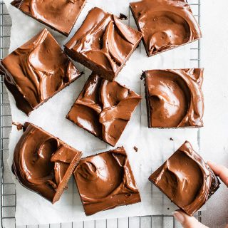 Vegan Plum Brownies with Chocolate Ganache