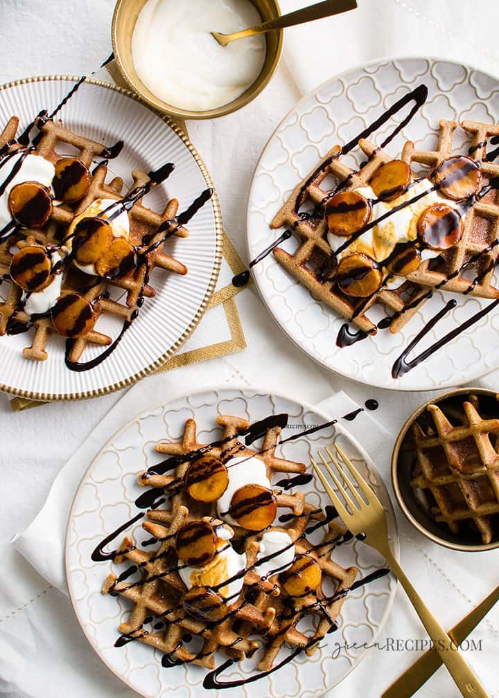Vegan Waffles with Coconut yogurt and banana