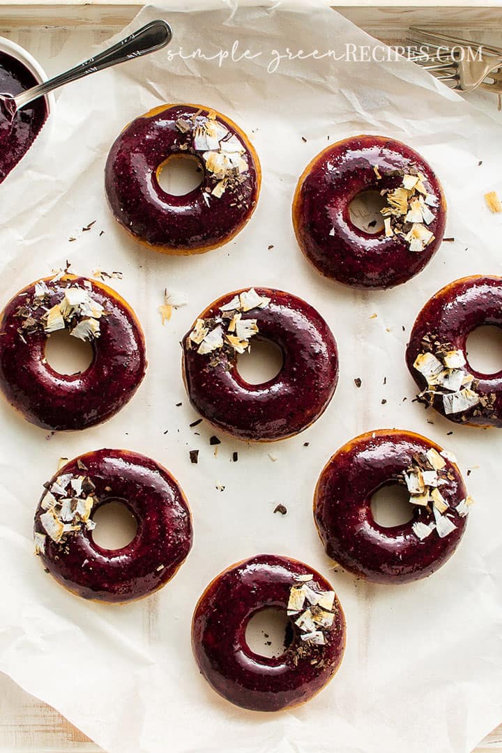 Vegan Gluten Free Blueberry Glazed Donuts