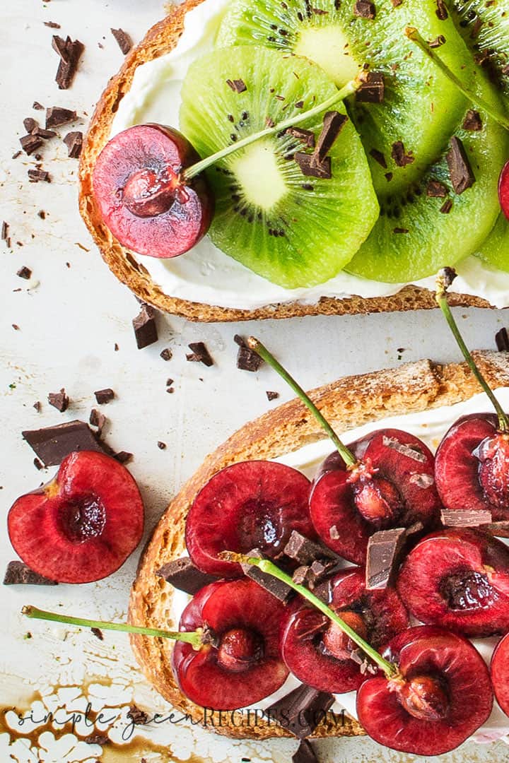 Cherry & Kiwi Toasts with Vegan Cream Cheese Recipe