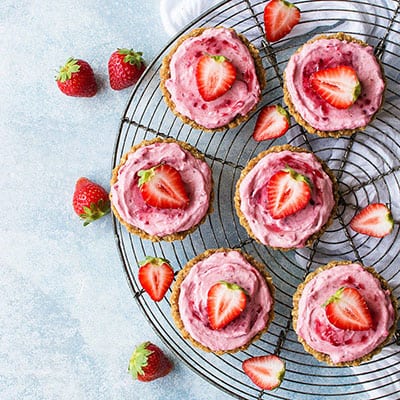 Vegan Strawberry Mousse Tartlets-SM