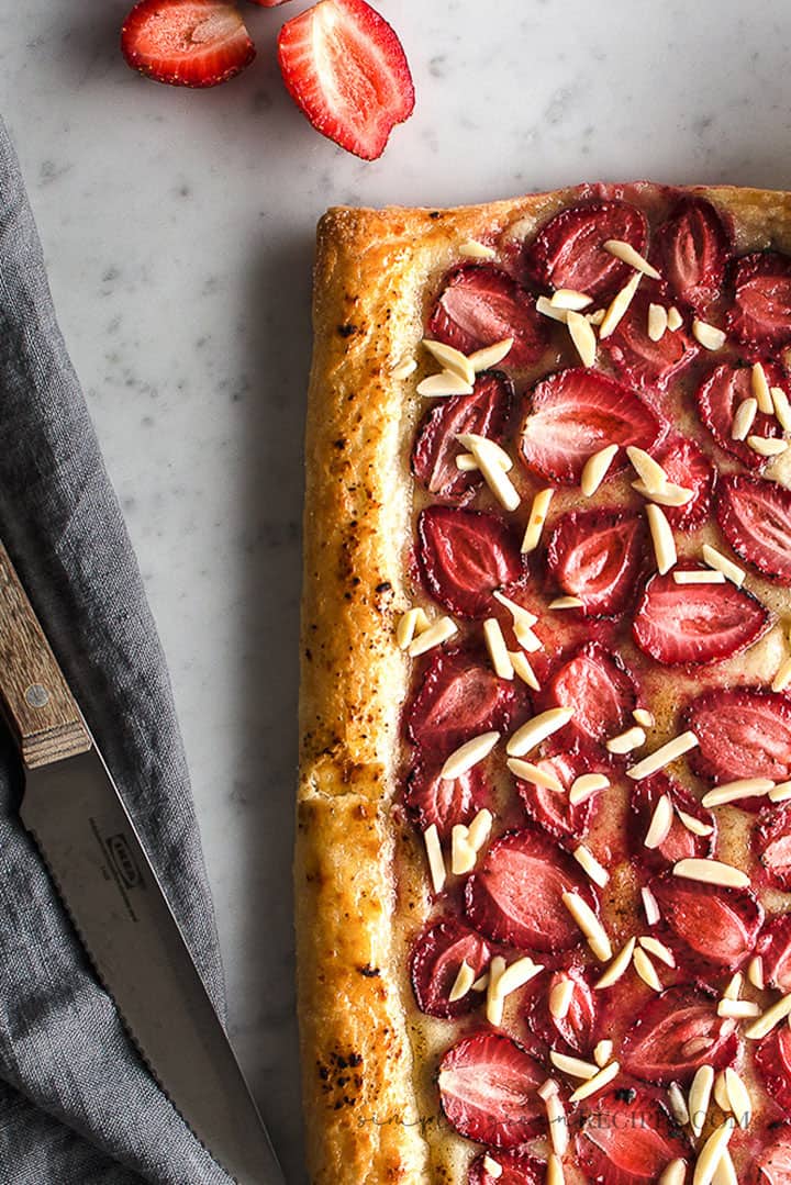 Vegan Strawberry Cream Puff Pastry Tart