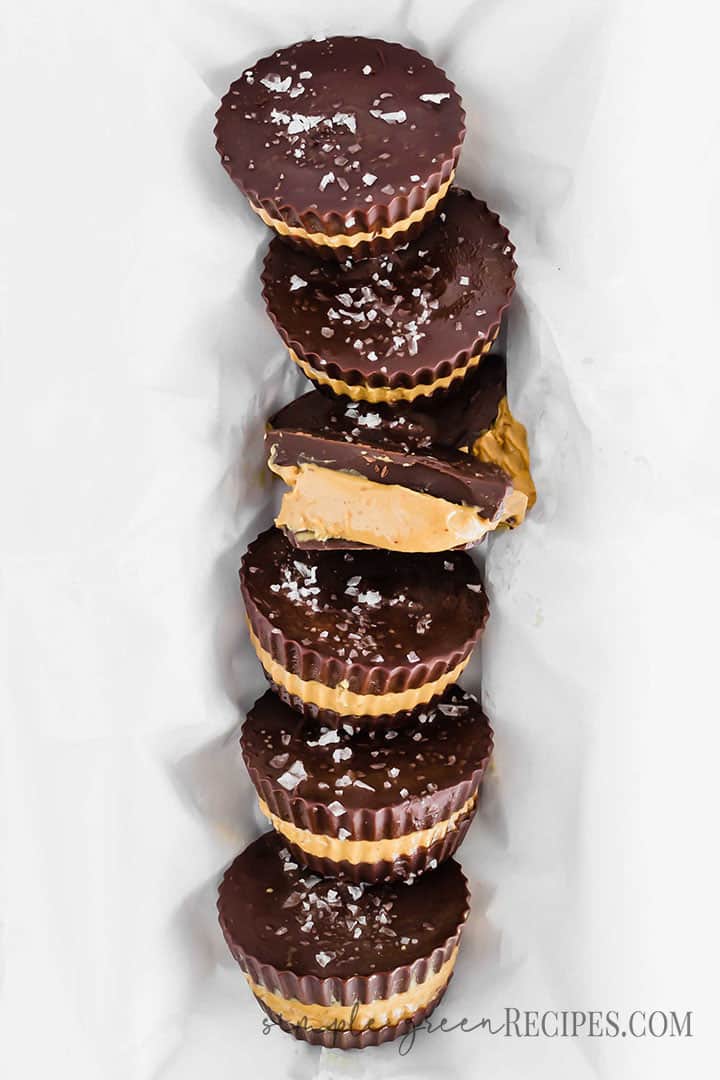 overhead shot of Chocolate peanut butter cups 