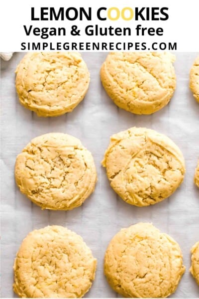 Cookies on a parchment paper over a cooling rack.