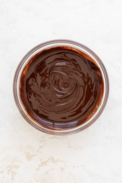 molten chocolate in a glass bowl